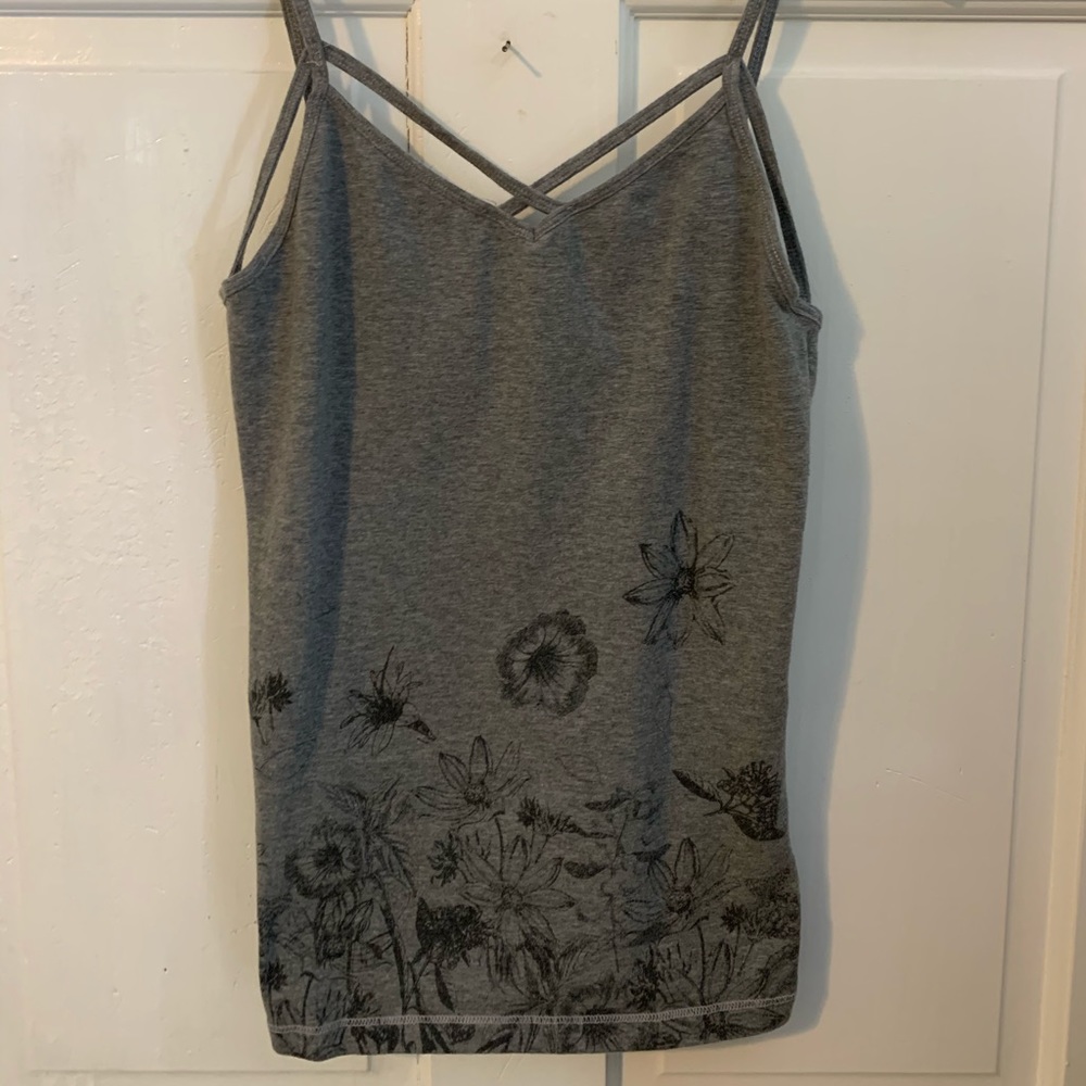 Gray Floral Tank